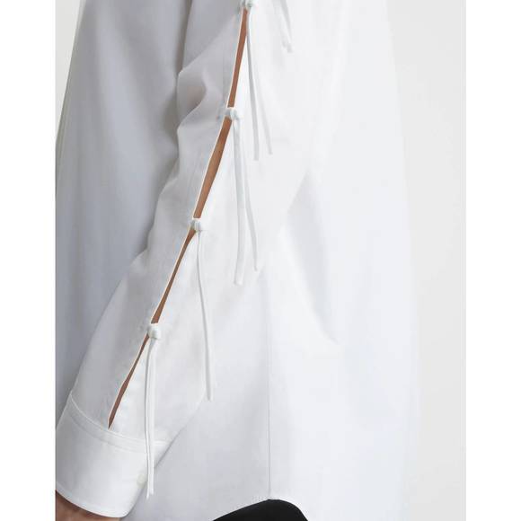 NEW LAFAYETTE 148 tie sleeve shirt in white - Picture 1 of 5